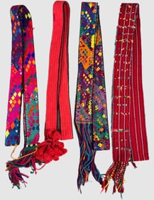 Lot of 4 - Vintage Traditional Guatemalan Fajas (Belts), Ex Museum