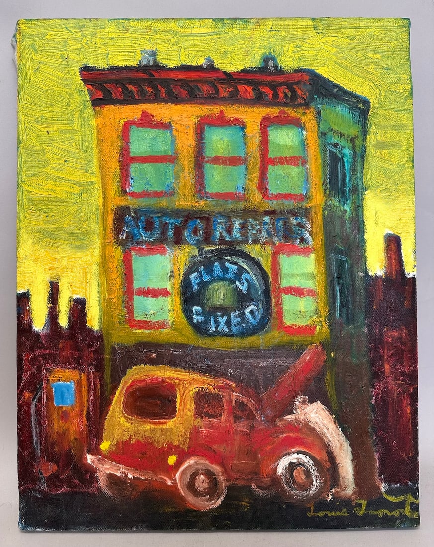 Surrealist Oil Painting By Louis Lamont: Surrealist Oil Painting on Canvas by Louis Lamont. D: 18" x14"