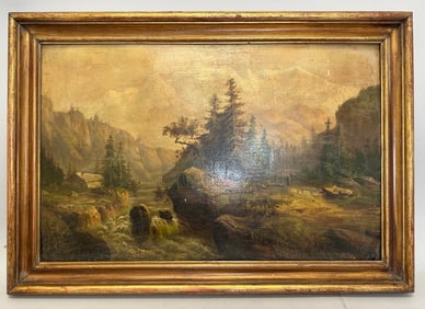 Antique Hudson River School Landscape Painting