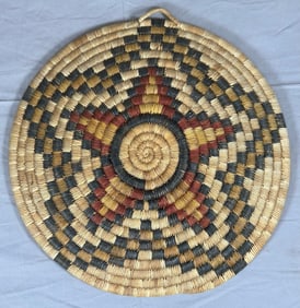 Vintage Hopi Coiled Basket 'Poota' Tray Crafted 1950's
