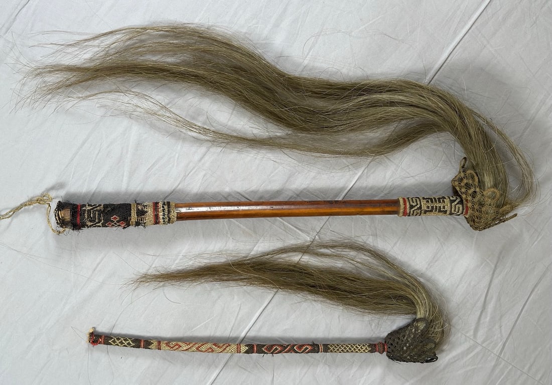 Lot of 2-Vintage Chinese Yi Of Yunnan Braided Horse Hair Fly Whisks-Fuchen (1 of 10)