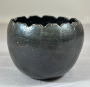 Black Pottery Bowl Style of the Po-Woh-Ge-Owenge or Ohkah Owingeh Pueblo