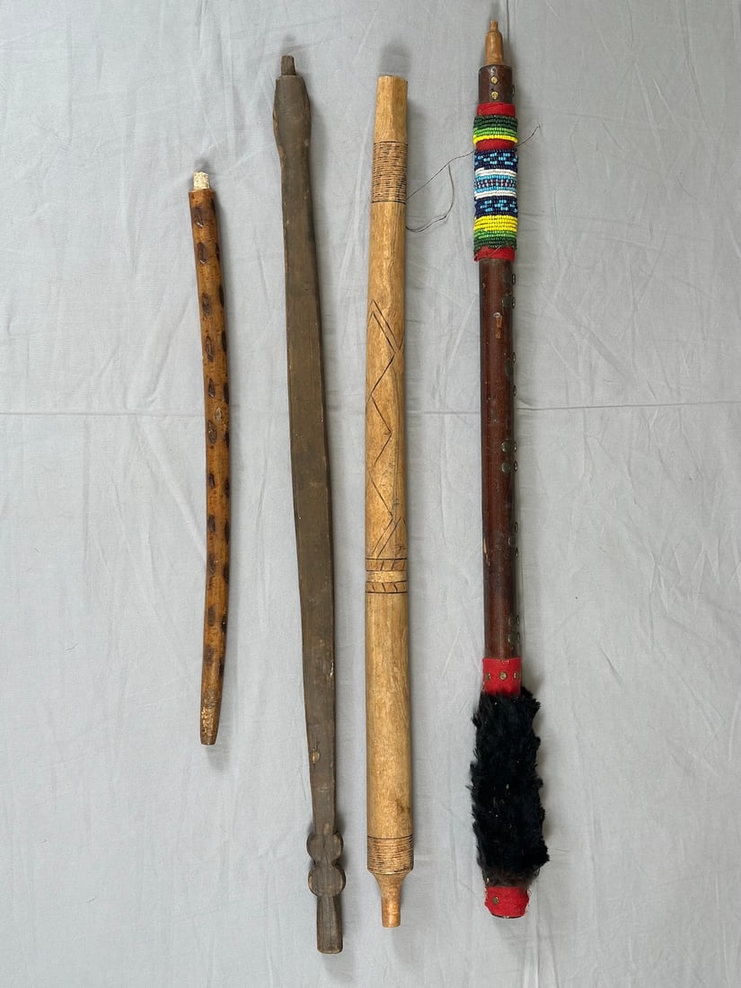 Lot of 4-Collection of Primitive Native American Pipe Stems (1 of 10)