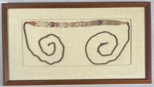 Framed Pre-Columbian Head Band Textile
