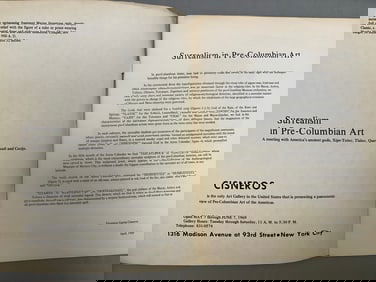 A Pamphlet for the Cisneros Art Gallery's 1969 Exhibition "Surrealism in Pre-Columbian Art" in New