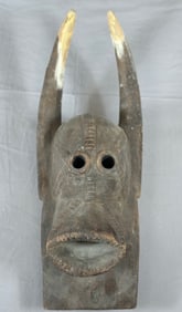 Chamba Zoomorphic 'Bushcow' Wood Mask, Nigeria or Cameroon, West Africa