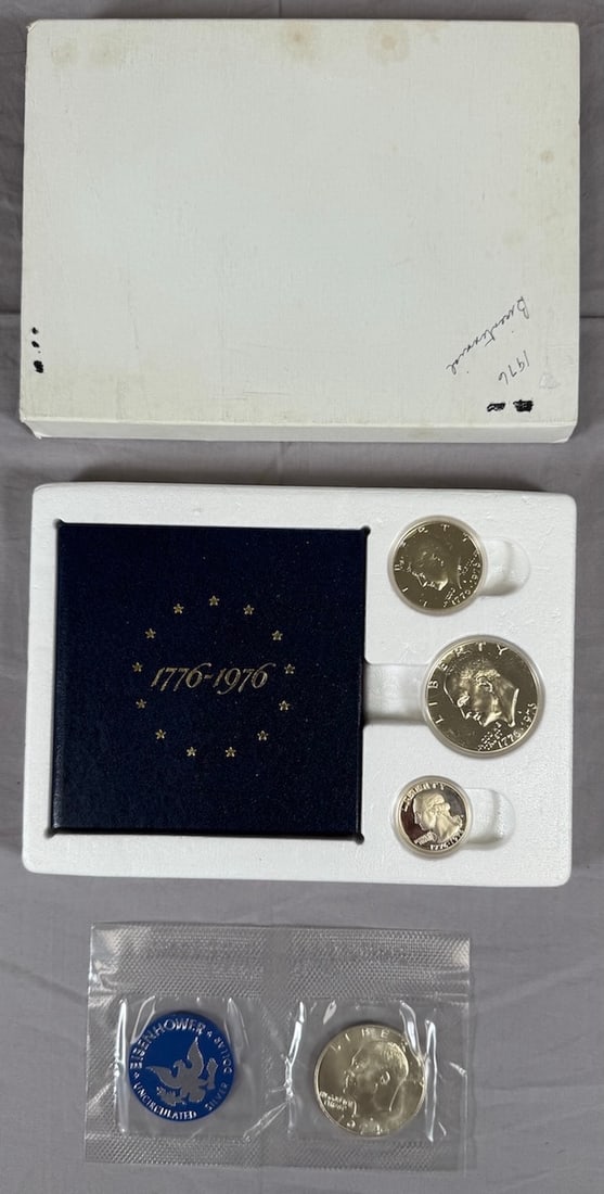 Lot of 2 - 1776 - 1976 United States Bicentennial Silver Proof Set & 1976 Eisenhower Uncirculated (1 of 8)