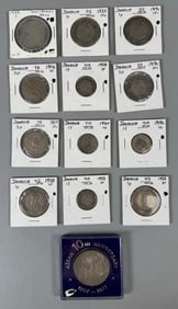 Lot of 13 - Mixed World Coins; Some with Silver: Jamaica, Philippines & Peruvian