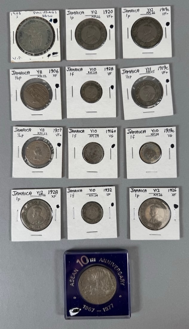 Lot of 13 - Mixed World Coins; Some with Silver: Jamaica, Philippines & Peruvian (1 of 6)