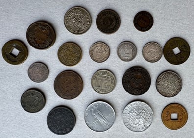 World Coins; Some with Silver and Bronze  from Canada, China, Cuba, Guatemala, Peru, Spain, Italy,