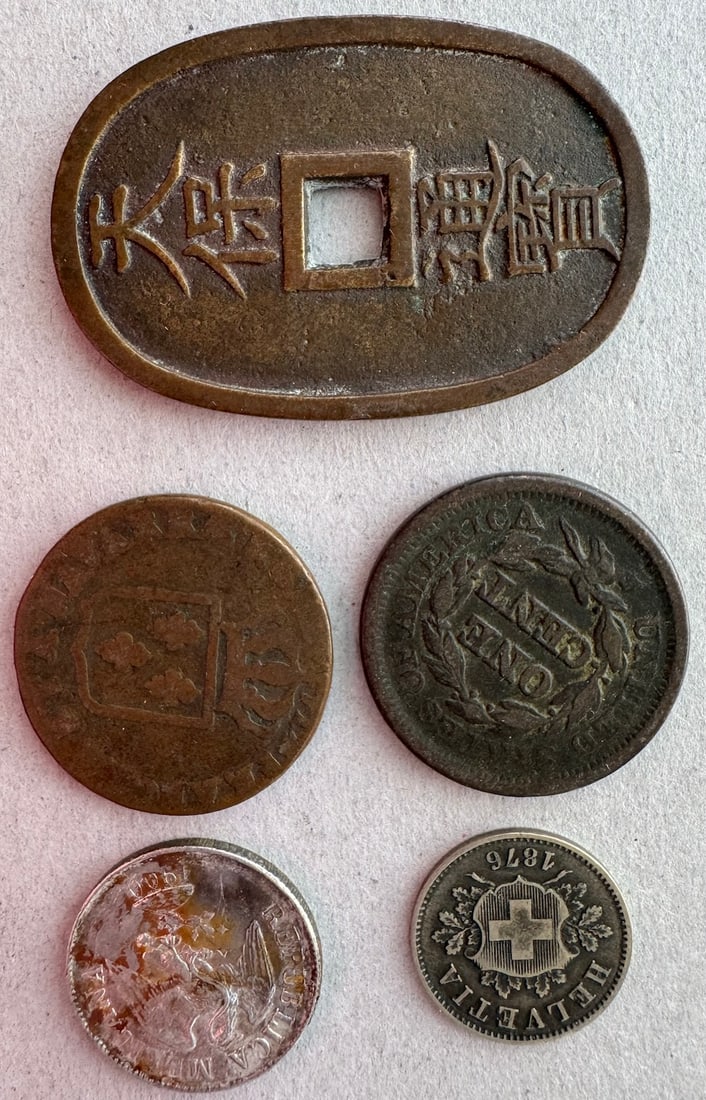 US and World Coins - Japan, France, Swiss and Mexica (5) (1 of 4)