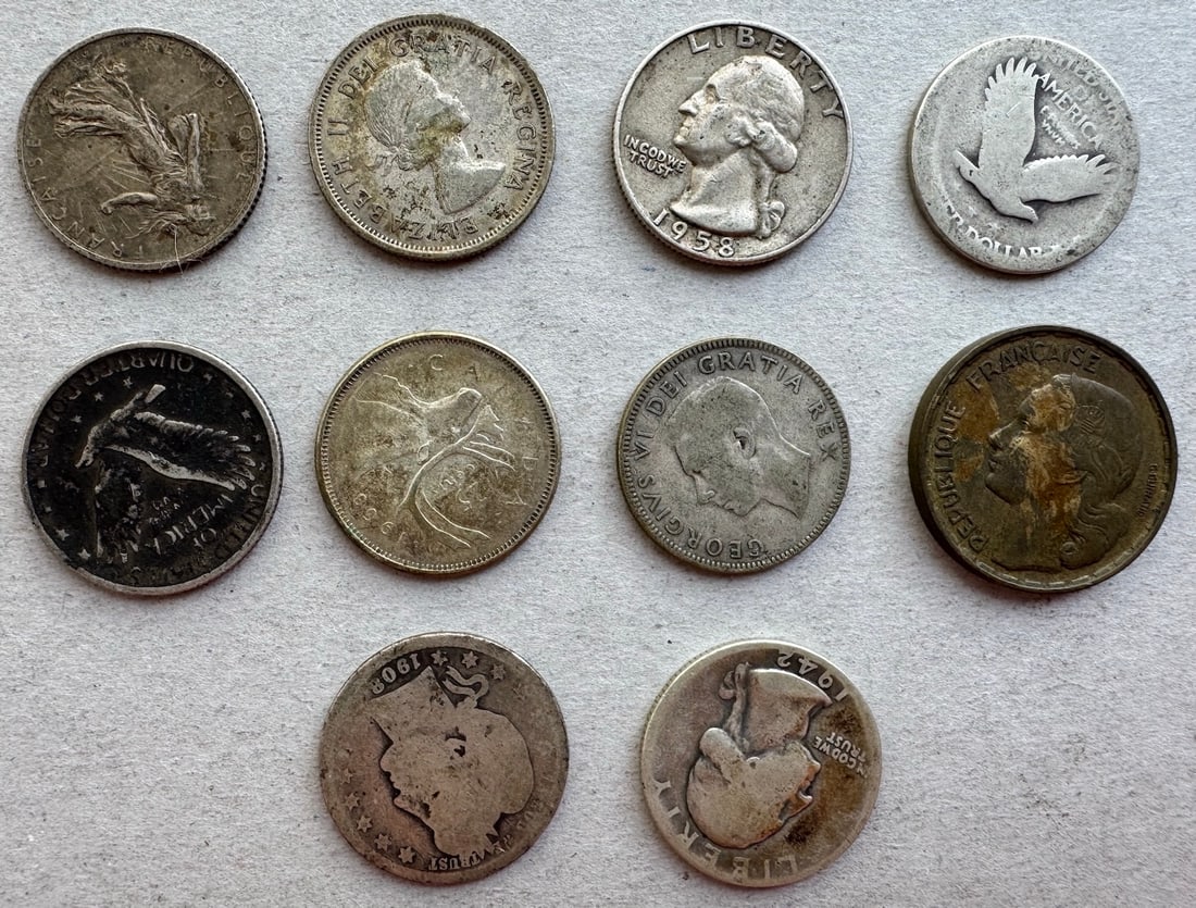 US and World Coins; Some with Silver Coins (10) (1 of 6)