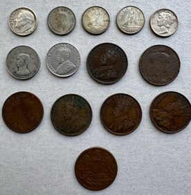 US, Canada & World Coins; Some with Silver (14)
