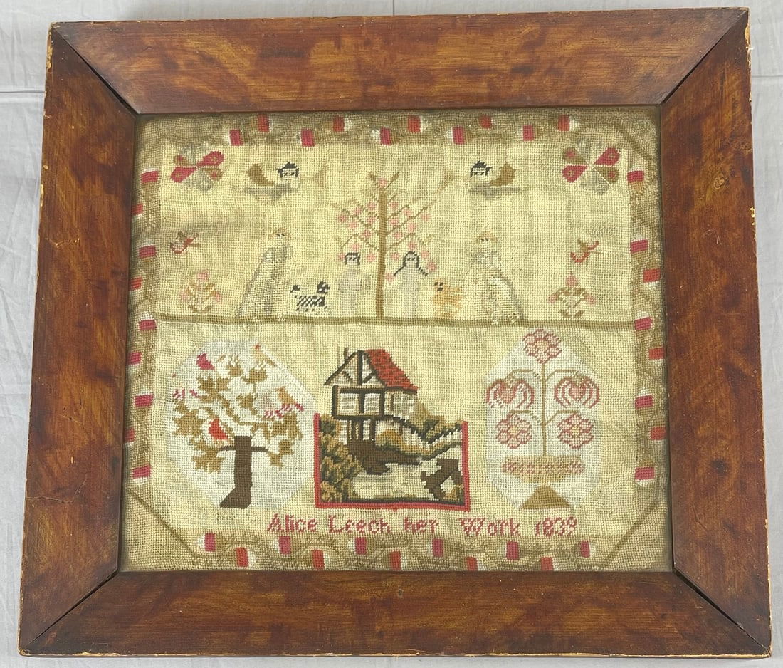 Antique Alice Leech Framed Needlework "Alice Leech her Work 1839" (1 of 11)