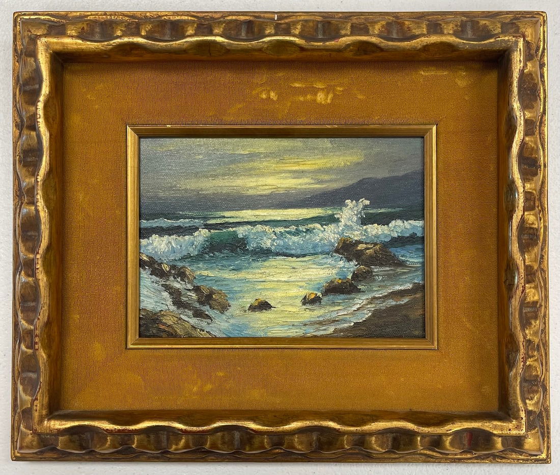 Seascape Coastal Painting Oil on Board (1 of 12)