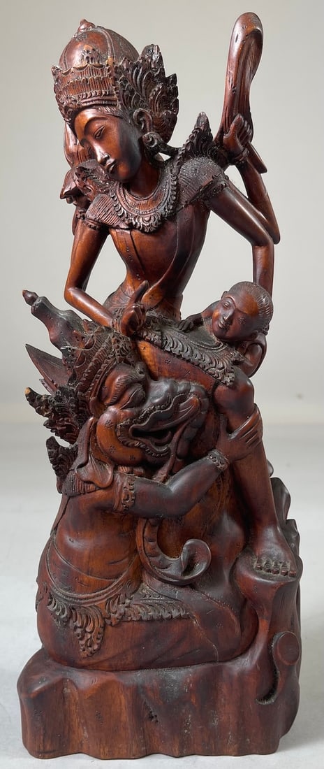 Bali Wood Carving Hindu GoddessFigure: Traditional Balinese Wood Carving. Hindu Goddess Figures. 13'h x 5.25'w x 2.75'd