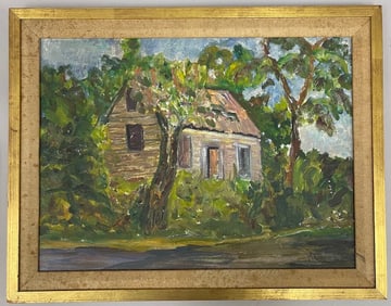 Oil On Board Farmhouse Painting