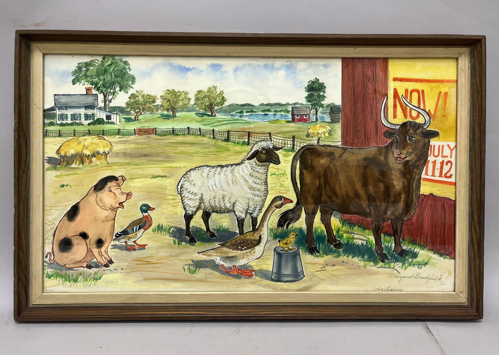 Margaret Bradfield Folk Art Animals Gazing Circus Sign (1 of 5)