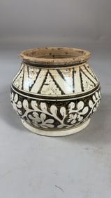 Vintage Floral and Geometric Motif Chinese Bowl Jar
