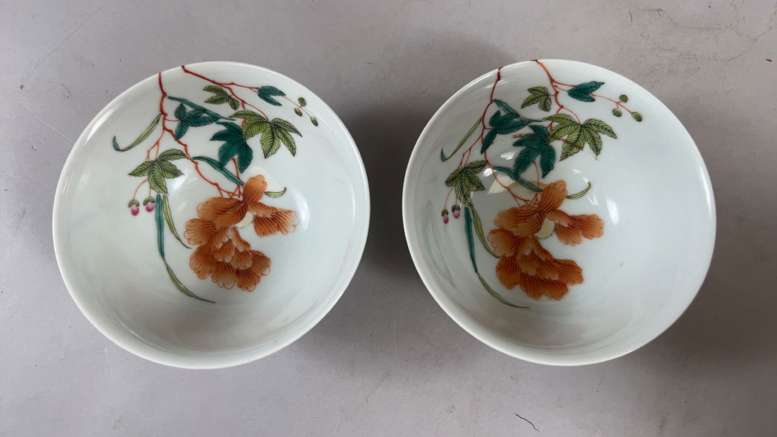 Pair of Floral Decorated Chinese Bowls (1 of 7)