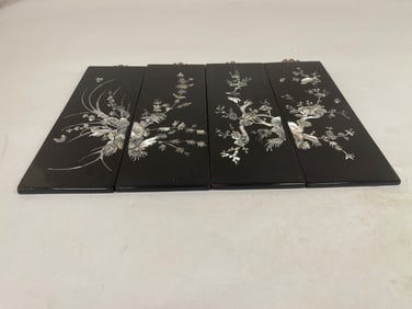Group of Four (4) Asian Lacquer Wall Decor