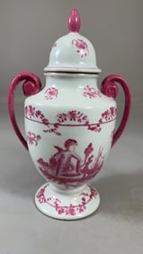 Vintage Hand Painted Chinese Vase with Lid