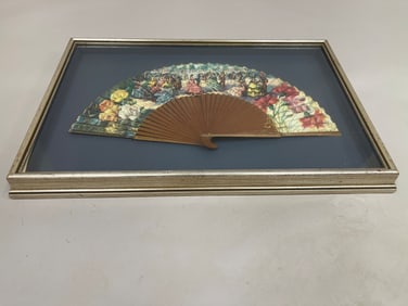 Vintage Tango Motif Shadow Boxed Hand Fan