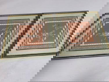 Pair of Vintage Framed Chinese Silk Wall Art (2)