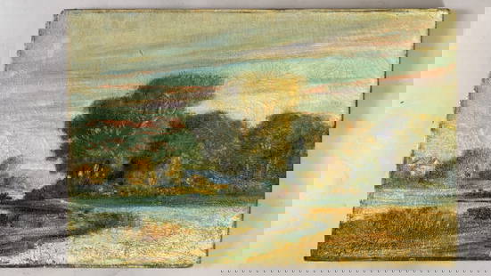 Max Herzog Oil On Canvas American Landscape: Max Herzog, Illinois (1889-1962) Oil On Canvas American Landscape. Signed lower left. D: 18.25"h x 12.25"