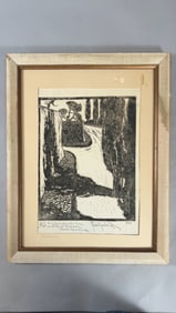 Charles Moffat Kassler II Signed Woodcut Calle Alameda, Mexico