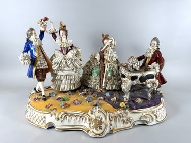 Vintage Large Dresden Lace Porcelain Musical Group (1 of 18)