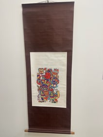 Vintage Chinese Scroll Portrait of a Warrior