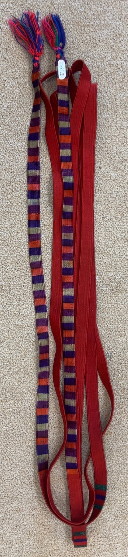 Vintage Ceremonial Guatemalan Belt - Ex Museum: Vintage Ceremonial Guatemalan Belt - Ex Museum. 216" x 0.75". PROVENANCE:From Minneapolis Institute of Art