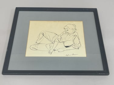 Phyllis Peterson Vintage Drawing of a Reclining Woman