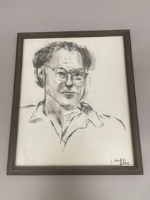 Vintage Charcoal Portrait Drawing