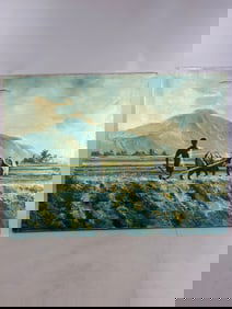 Farming Mountainscape Oil Painting