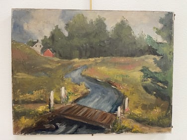 Antique Landscape Oil On Canvas