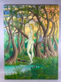 Abstract Nude Painting "The Bird Girl"