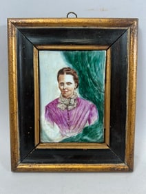 Antique Acrylic Portrait of a Woman