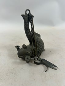 Antique Brass Whale Oil Lamp c. 19th C.