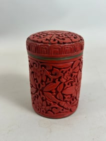 Chinese Cinnabar Lacquer Cylindrical Box