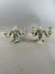 Antique Dresden Ceramic Candle Holders