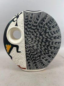 Native American Southwest Acoma Kokopelli Cg Louis Mesa Top Pottery
