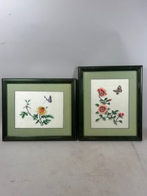 Pair of Framed Silk Embroidery Wall D?cor