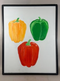 Vintage Acrylic Still Life Painting "Peppers"