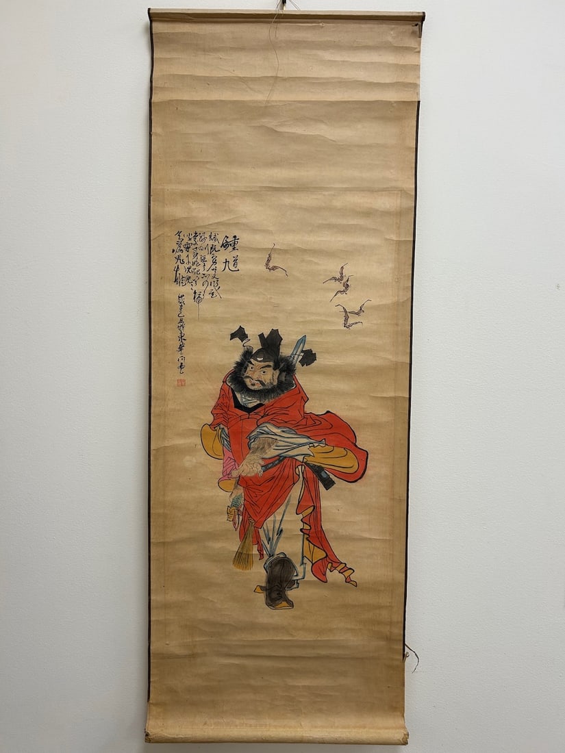 Vintage Chinese Scroll: Vintage Chinese Scroll. 61"h x 22"w