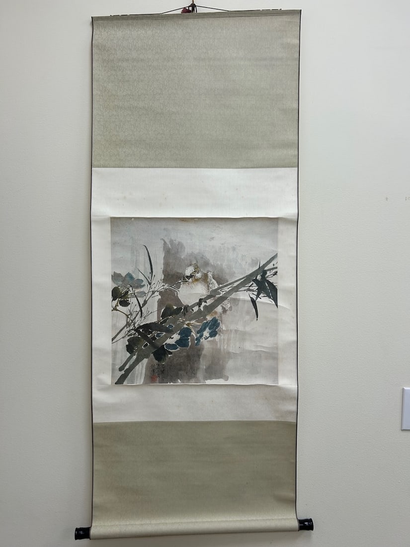 Vintage Chinese Scroll: Vintage Chinese Scroll. 62"h x 25"w