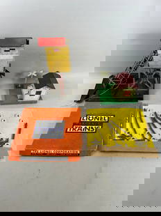 Collection of Various Model Train Accessories: Collection of Various Model Train Accessories. 12.5"h x 12"w x 7"l (largest)
