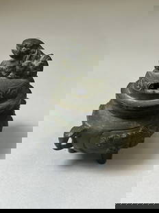 Antique Chinese Bronze Incense Vessel: Antique Chinese Bronze Incense Vessel. D: 3.5"h x 3"w