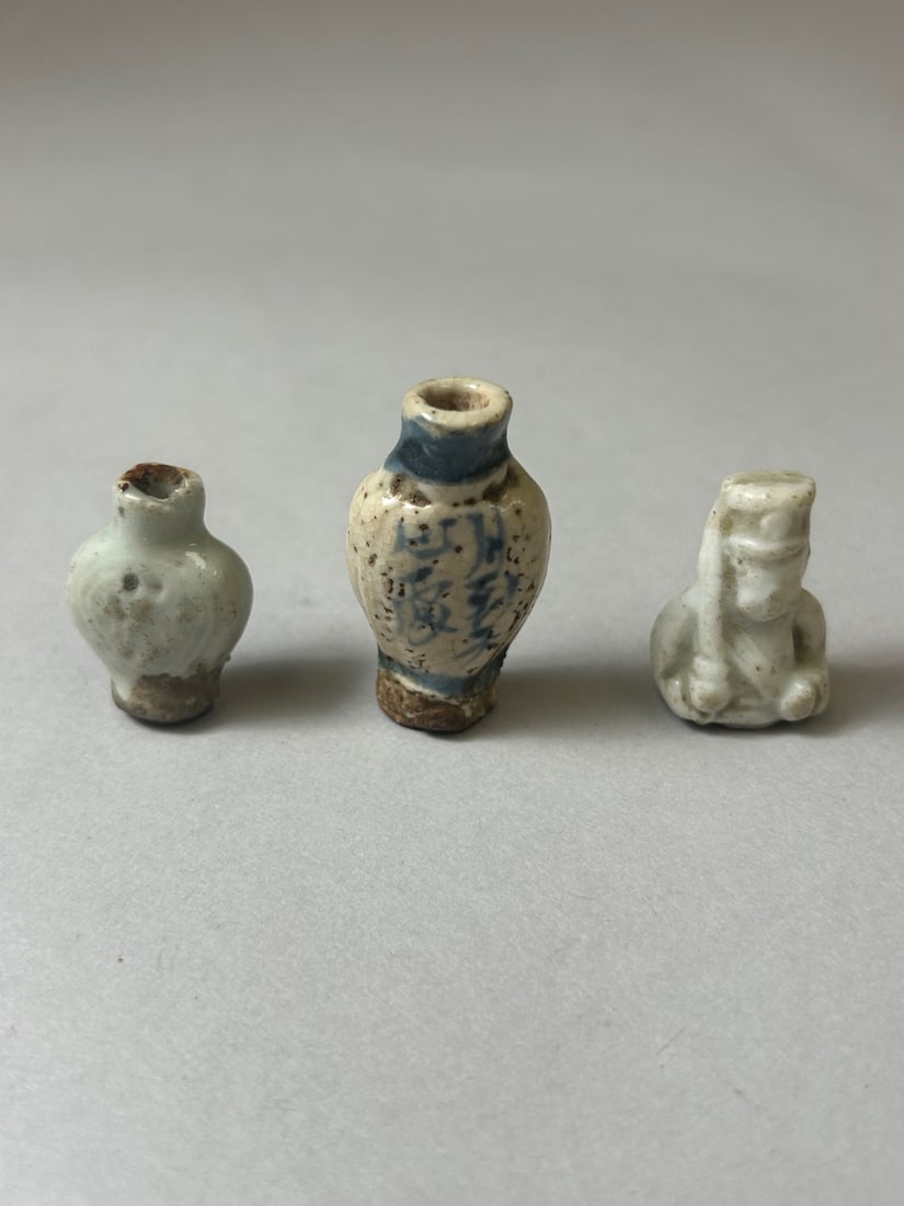 Antique Chinese Miniature Ceramic Figure and Vases (1 of 4)